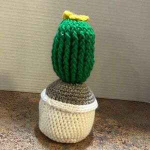 Handcrafted Crochet Cactus Decor in Green and White. New.